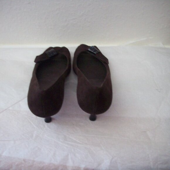 Stuart Weitzman Suede D. Brown Open Toe Shoe 8 - Picture 5 of 6